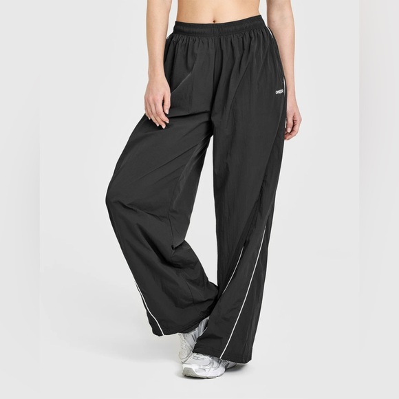 🆕 OVERSIZED PIPED WOVEN STRAIGHT LEG TRACK BOTTOMS Medium-Long - Picture 2 of 10